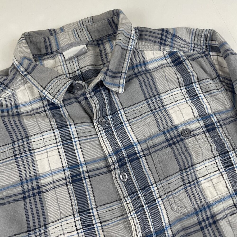 Columbia Heavy Cotton Button Up Lined Shirt Men’s L Blue Plaid Long Sleeve